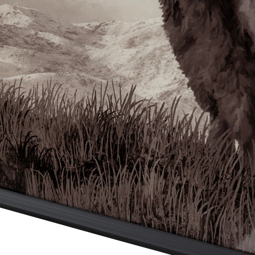 32 x 48 Wall Art Painting | Wild Bison Print | Black Framed Tempered Glass