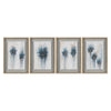 23x33 Framed Wall Art Set of 4 | Abstract Blue Paint | Gold Embellishment