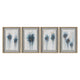 23x33 Framed Wall Art Set of 4 | Abstract Blue Paint | Gold Embellishment