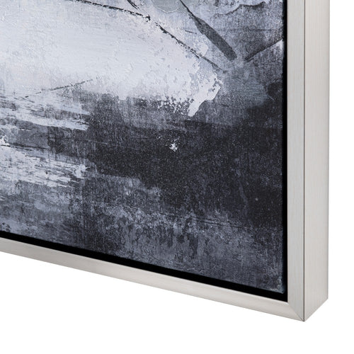 59x79 Wall Art | Neutral Gray Brown Painted Abstract | Champagne Frame