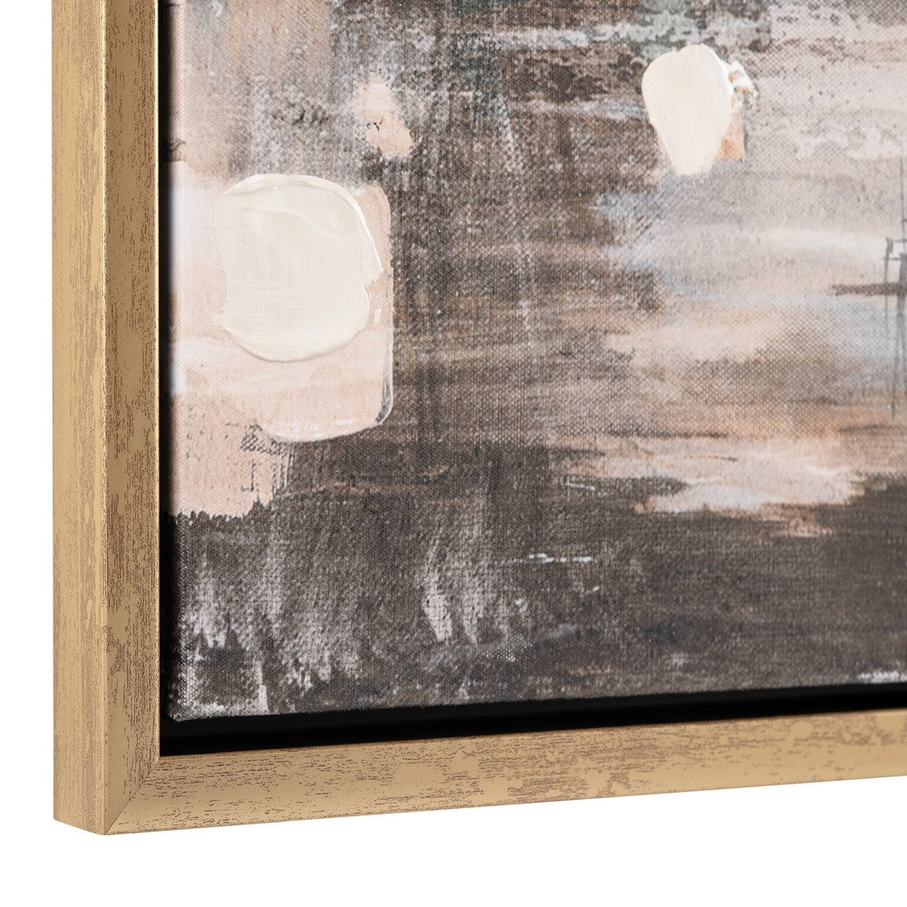49 x 49 Wall Art Decor | Framed Abstract Canvas Painting | Orange Tan Green