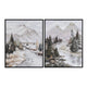 Framed Wall Art Set of 2 | Winter Mountain Landscape | Black | White 39x49