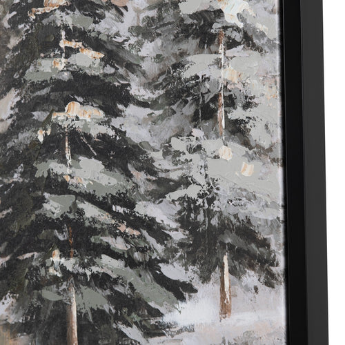 Framed Wall Art Set of 2 | Winter Mountain Landscape | Black | White 39x49