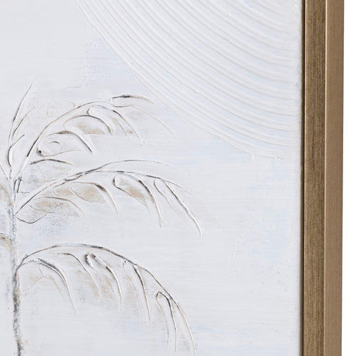 Wall Art | Minimalist Textured Palm Tree Print | 52" Square Gold Frame