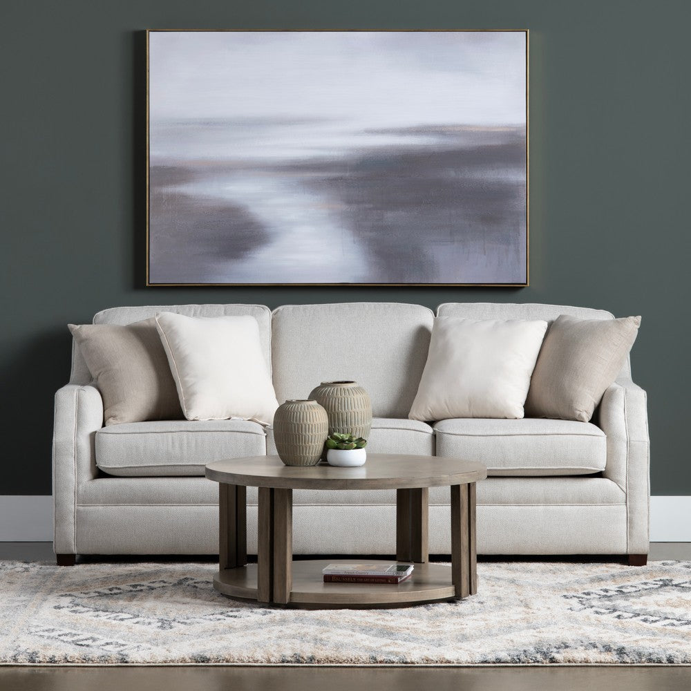 Wall Art | Abstract Water Landscape on Canvas | Brown Gray 40x60 Wood Frame