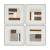 4pc Wall Art | Fabric Brown White Swatches on Canvas | Framed 20x20 Squares