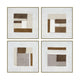 4pc Wall Art | Fabric Brown White Swatches on Canvas | Framed 20x20 Squares