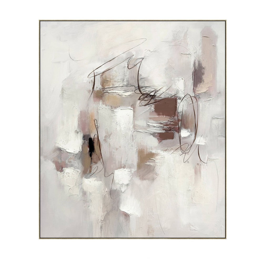 Framed Wall Art | Abstract Hand-Painted Pink & Brown Canvas | 60x70