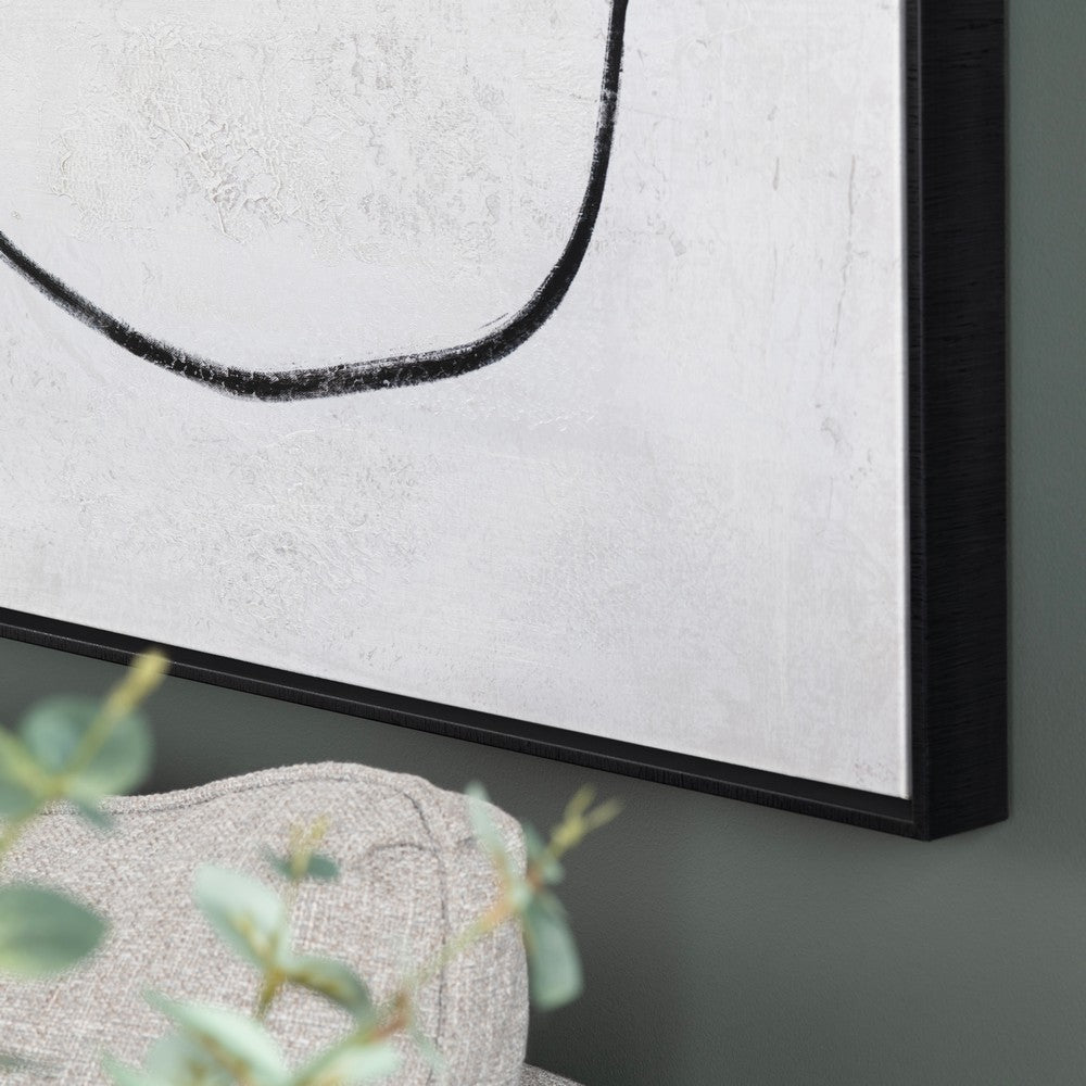 Rofy Giant Wall Art | Abstract Framed Canvas Painting | Black Taupe 70x80