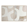 Delo Framed Canvas 2pc Wall Art | White Abstract on Taupe Tan| 39x49
