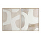 Delo Framed Canvas 2pc Wall Art | White Abstract on Taupe Tan| 39x49