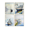 Sasu 4pc Wall Art | Framed Coastal Boat Scenes on Canvas | Champagne 24x30