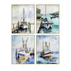 Sasu Wall Art Set of 4 | Coastal Boat Scenes | Blue White 24x30 Framed