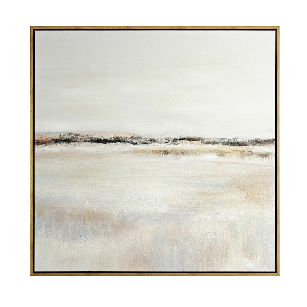 Crestview Landscape Wall Art | 49" Square Framed | Light Gray Abstract