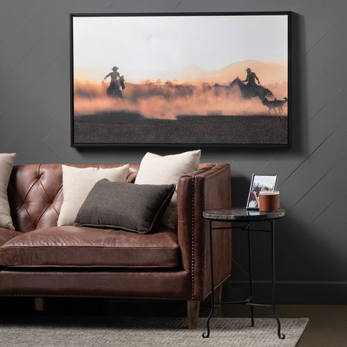 Crestview Western Wall Art | 30x49 Framed Canvas | Black & Brown Scene