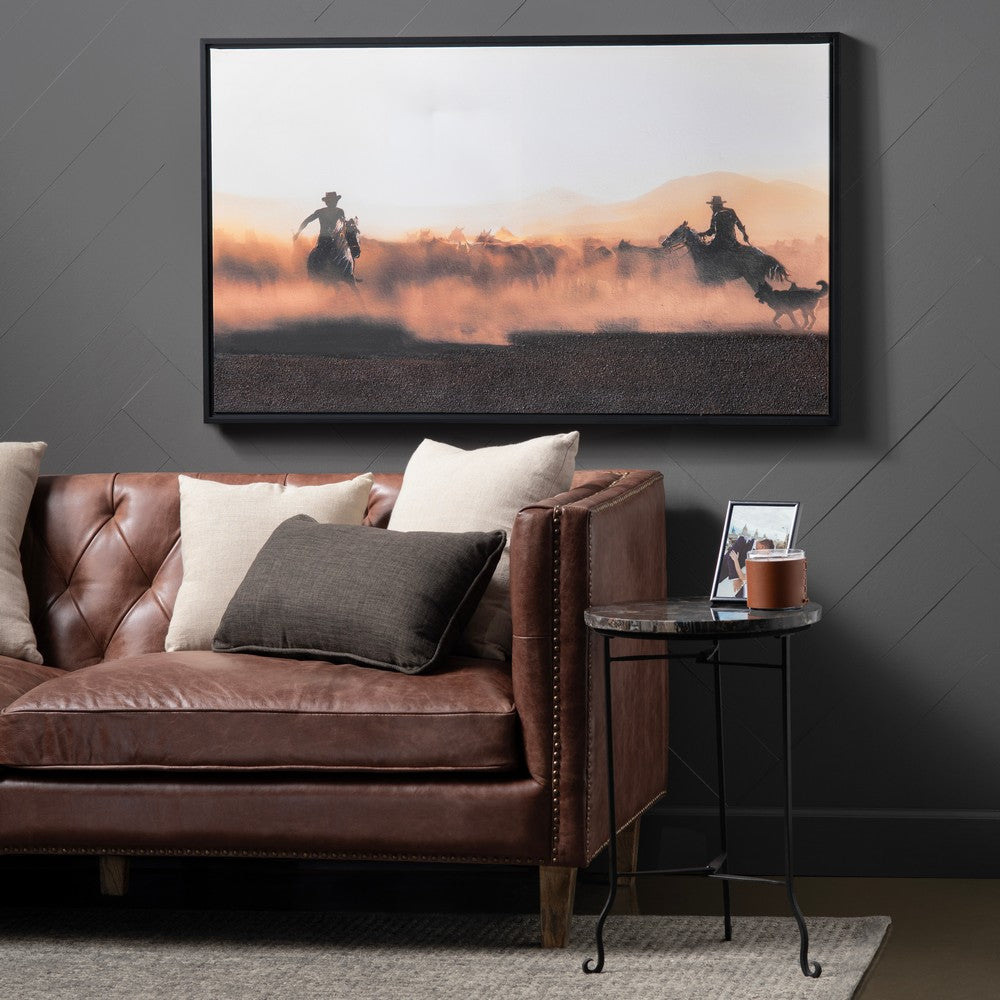 Crestview Western Wall Art | 30x49 Framed Canvas | Black & Brown Scene