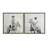 Crestview Cowboy Painting Set of 2 | 30" Square Framed Gray & Brown