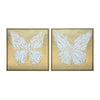Crestview Butterfly Painting Set of 2 | Framed 32" Square Gold Foil