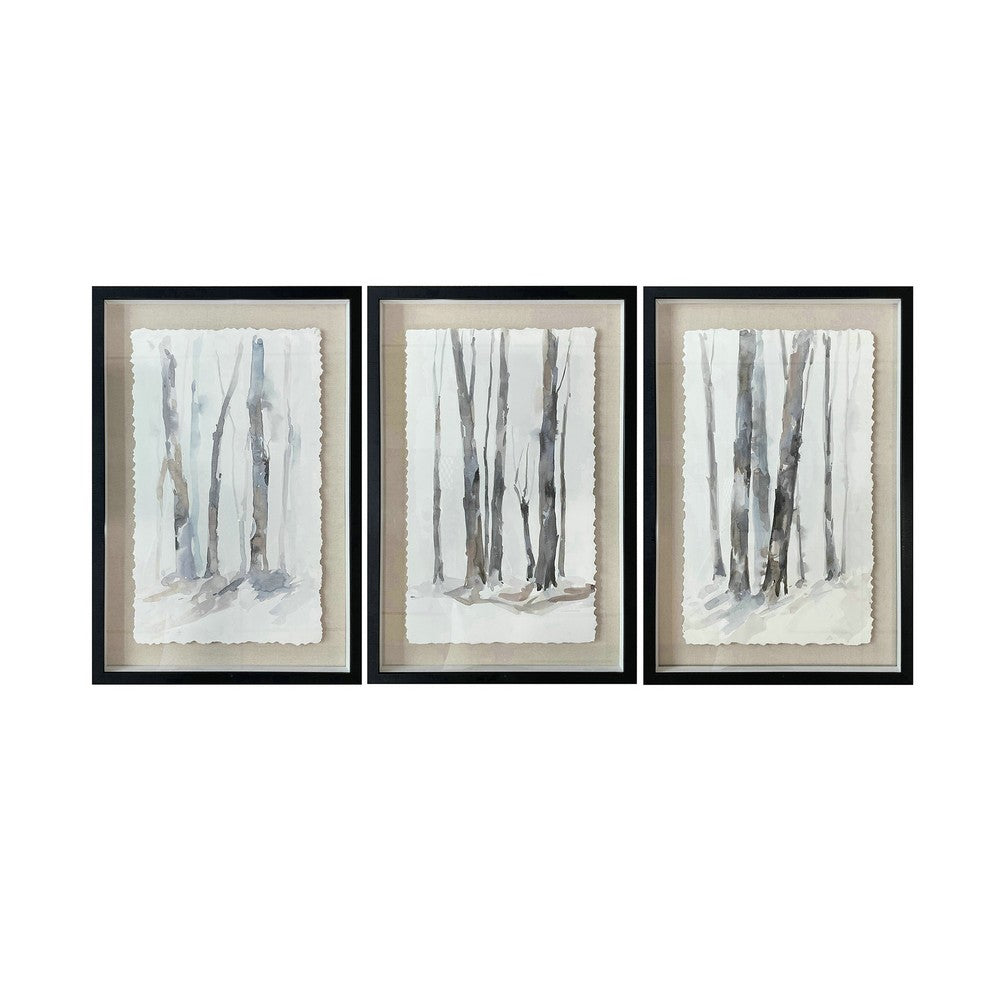 Crestview Mystique Trees Painting Set of 3 | 24x36 Black Framed Canvas