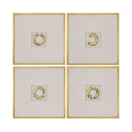 Crestview Architectural Wall Decor Set of 4 | 24" Square Framed | Gold