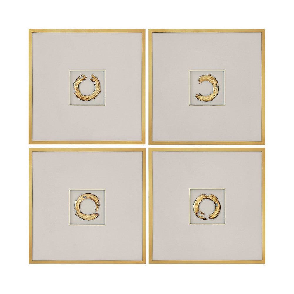 Crestview Architectural Wall Decor Set of 4 | 24" Square Framed | Gold