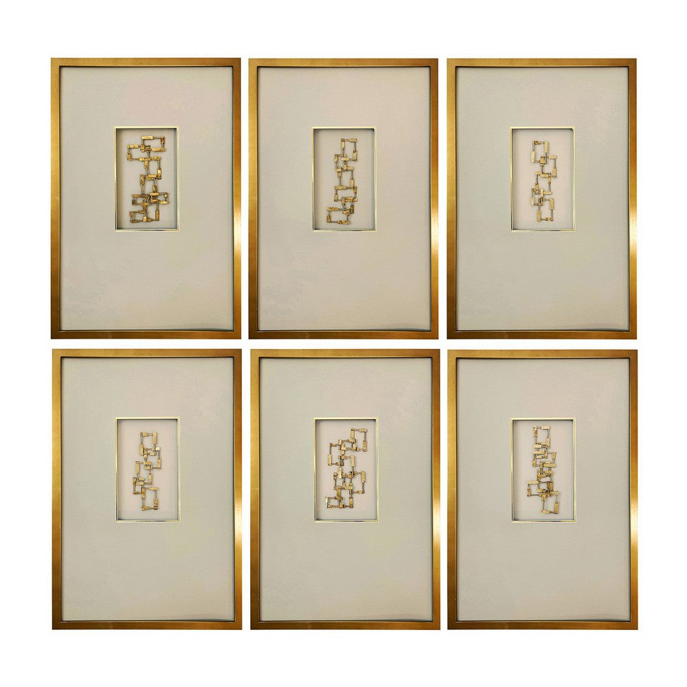 Crestview Wall Decor Set of 6 | 16x24 Frames | Gold Metal Centrepiece