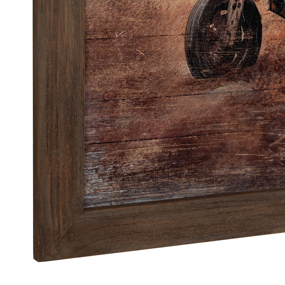 Crestview Vintage Tractor Wall Art | Framed 36x48 Rust Brown Orange Wood