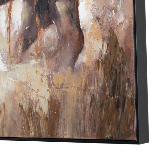 Crestview Rustic Bison Wall Art | 36x48 Framed Canvas | Brown Black