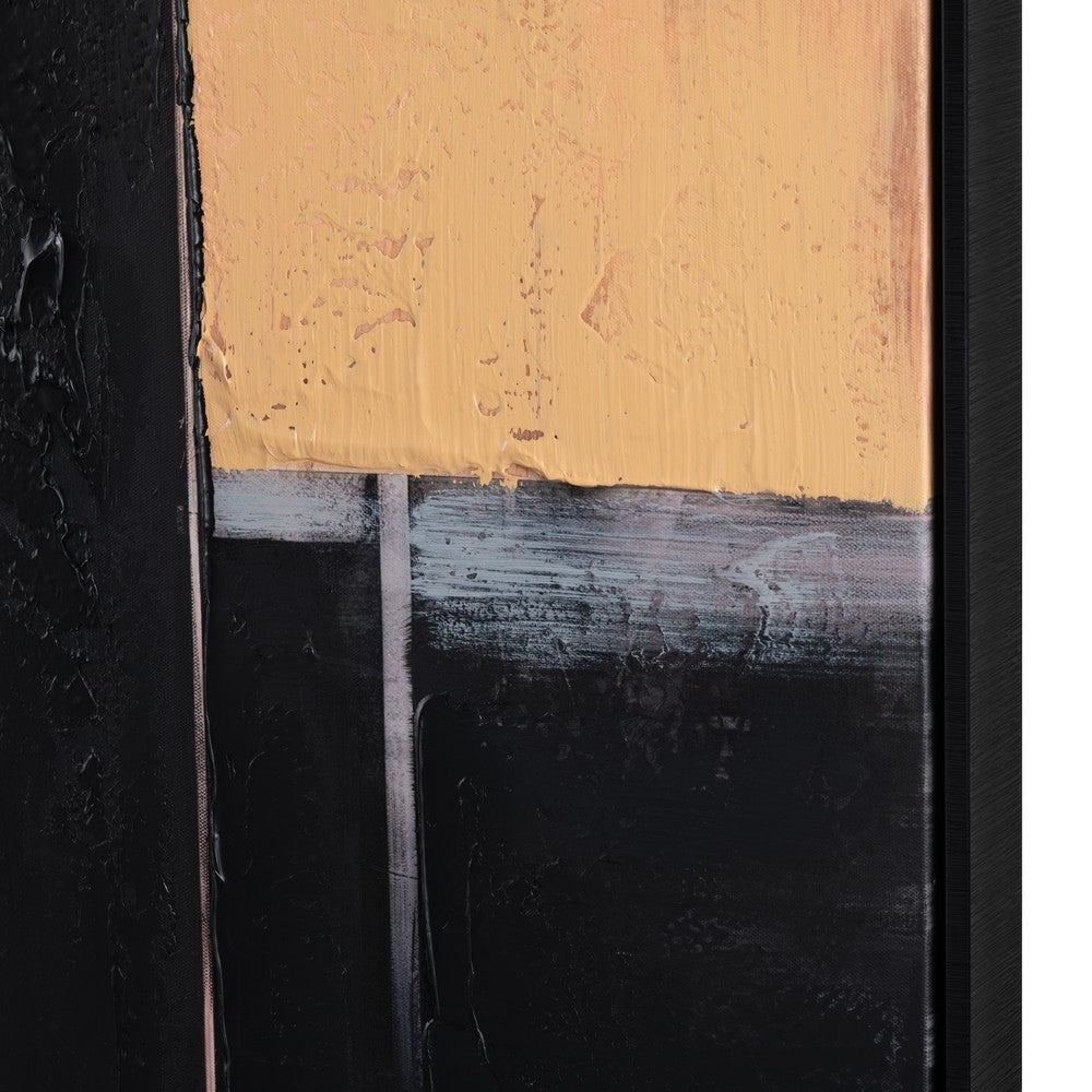 Wall Art | Modern Abstract Painting | Neutral Tones & 39x59 Black Frame