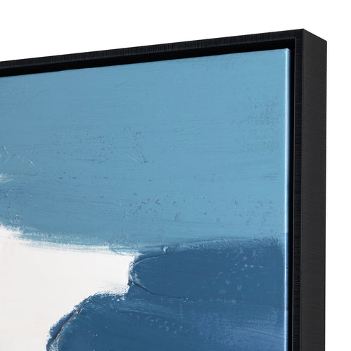 Wall Art | Modern Abstract Canvas Painting | Black Frame | Gold & Blue 39x49