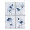4pc Wall Art | Abstract Floral Canvas Design | Blue & White | 24x32 Frame