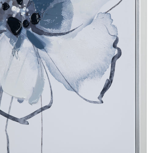 4pc Wall Art | Abstract Floral Canvas Design | Blue & White | 24x32 Frame
