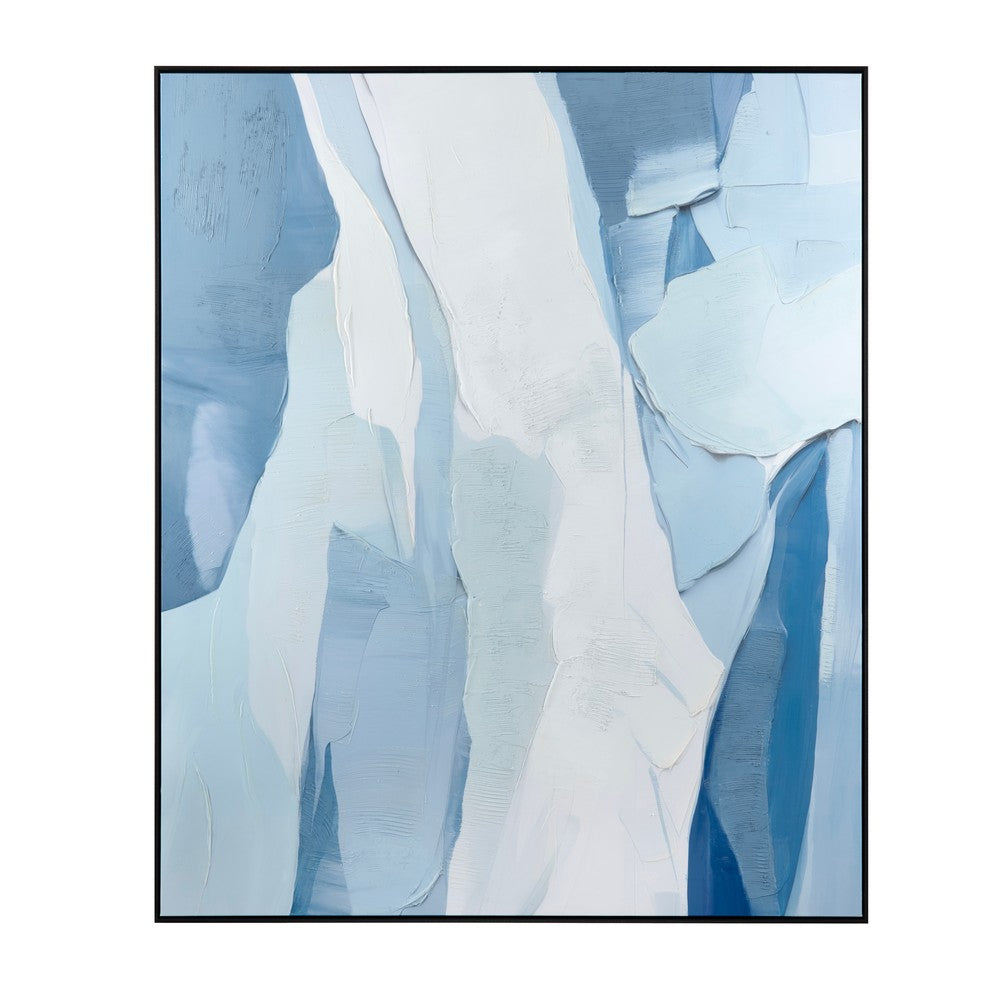 Wall Art | Abstract Design on Canvas | Blue & White | 59x71 Frame