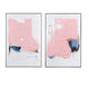 2pc Framed Wall Art | Abstract Design | Hand-Finished Pink & Blue 39x59