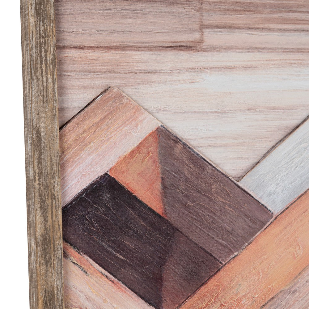 Veda 3pc Wall Art Set | Mountain-View Painting | Brown Wood Framed 30x30