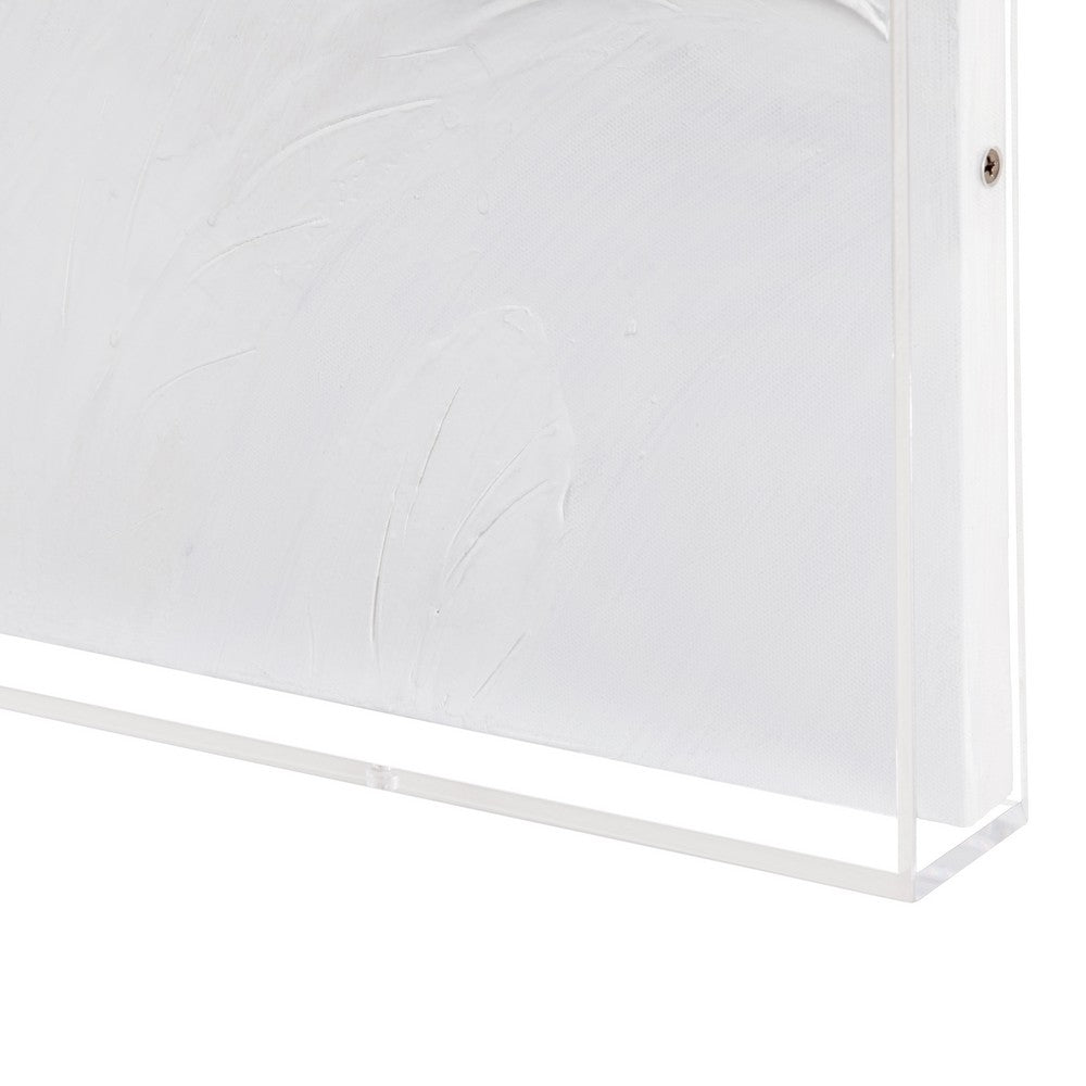 Niel 3D Floral Wall Art on White Canvas | Clear Acrylic Frame 24x40