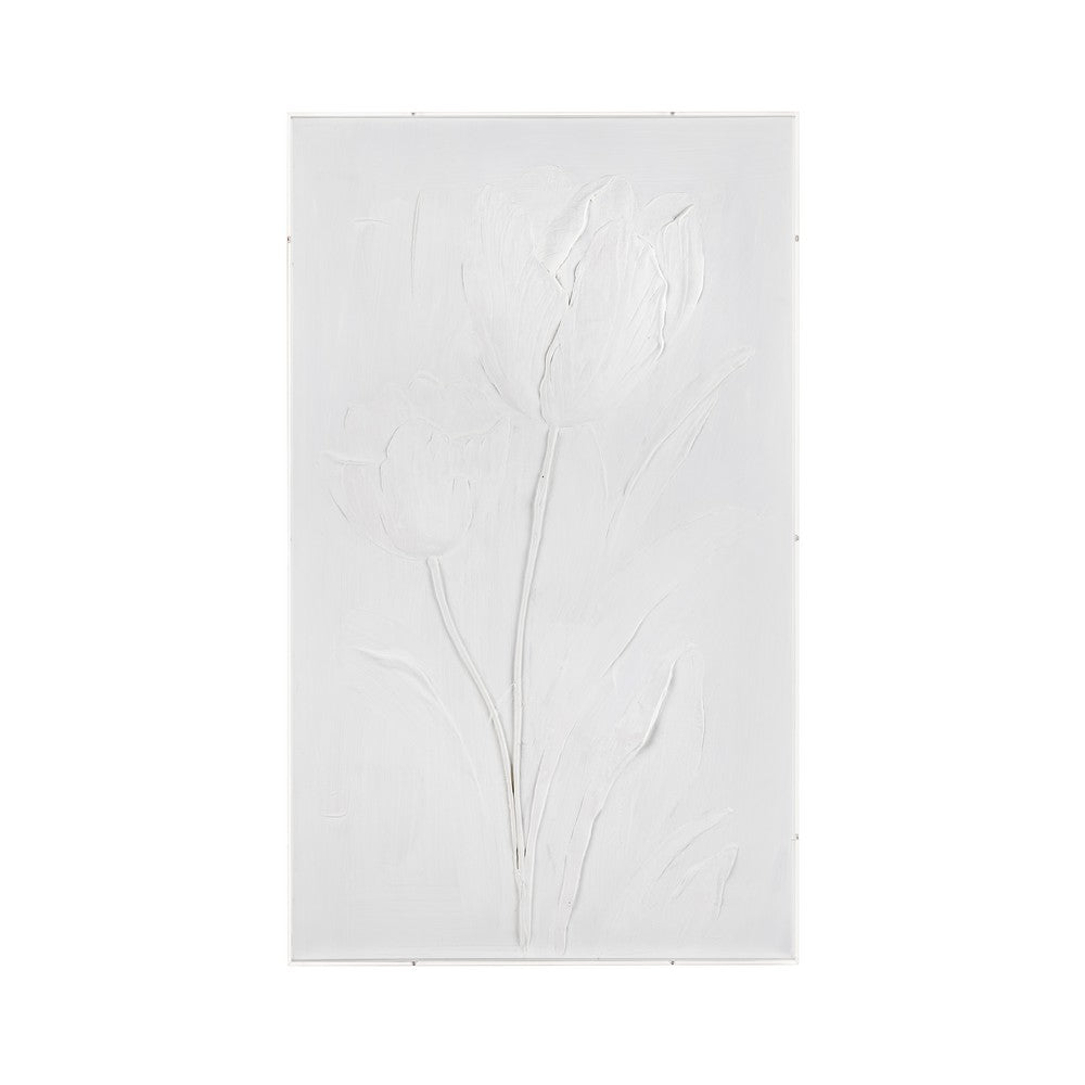 Niel 3D Branch Wall Art on White Canvas | Clear Acrylic Frame 24x40