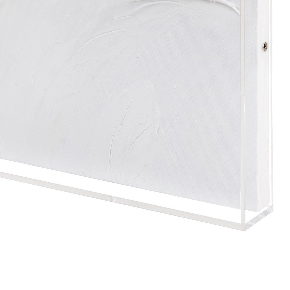 Niel 3D Branch Wall Art on White Canvas | Clear Acrylic Frame 24x40