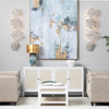 Metal Wall Sconce w Layered Monstera Leaves in Distressed White