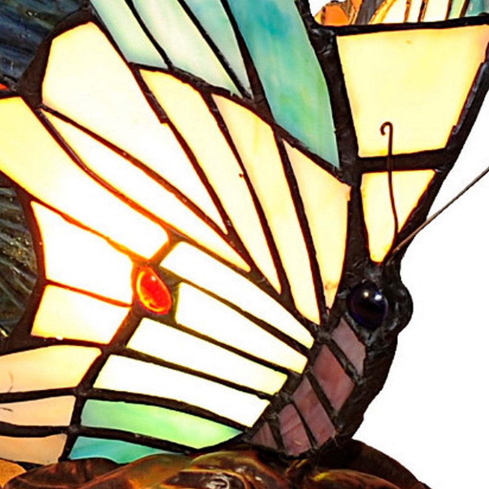 10 Inches Butterfly Accent Table Lamp with Molded Details Multicolor CHL-CH10038OA06-NL1