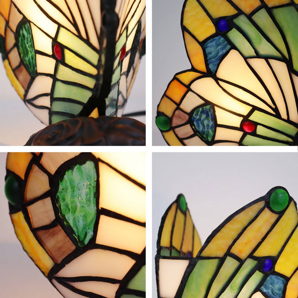 10 Inches Butterfly Accent Table Lamp with Molded Details, Multicolor