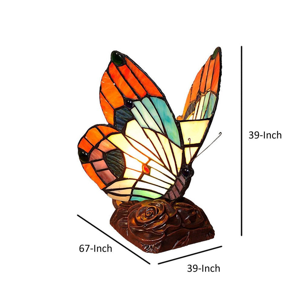 10 Inches Butterfly Accent Table Lamp with Molded Details Multicolor CHL-CH10038OA06-NL1