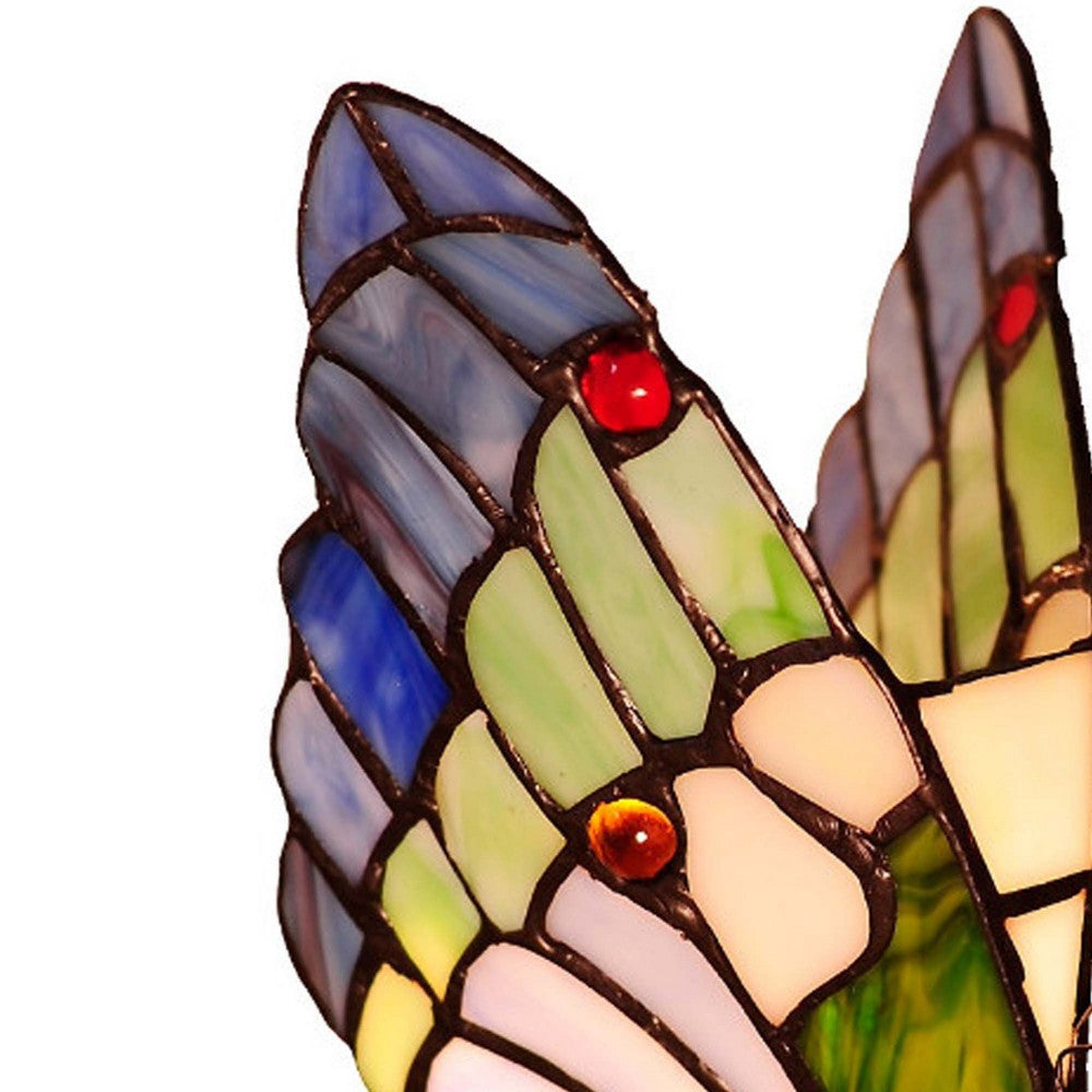 10 Inch Tiffany Style Metal Table Lamp with Butterfly Design Multicolor CHL-CH10221GA05-NL1