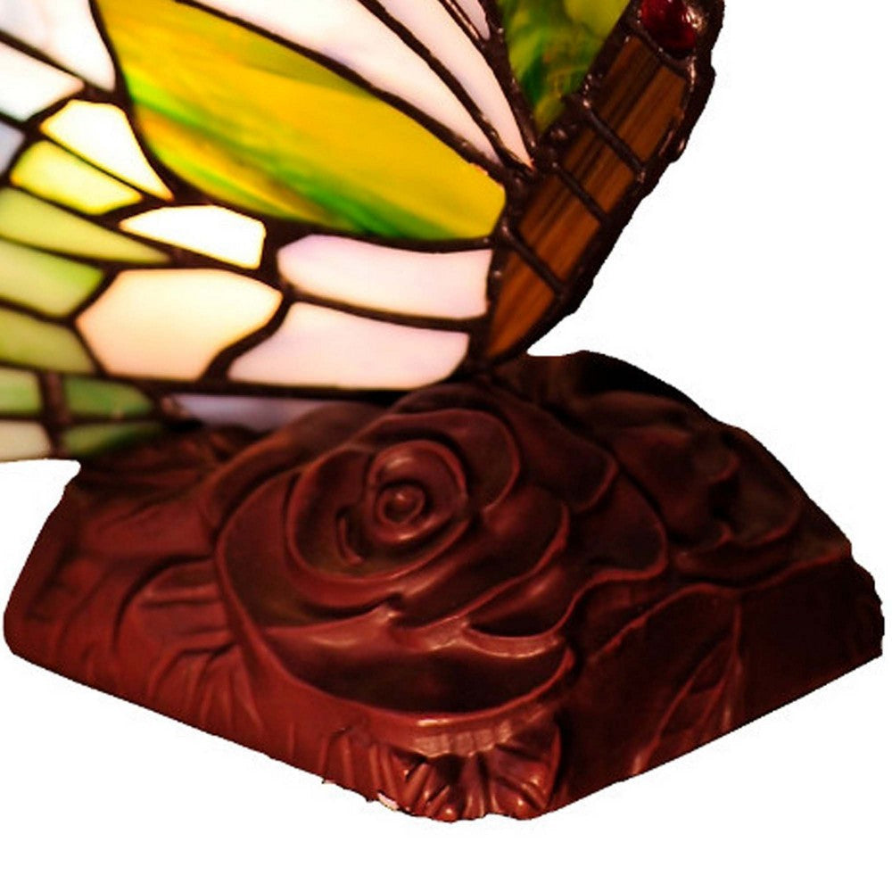 10 Inch Tiffany Style Metal Table Lamp with Butterfly Design Multicolor CHL-CH10221GA05-NL1