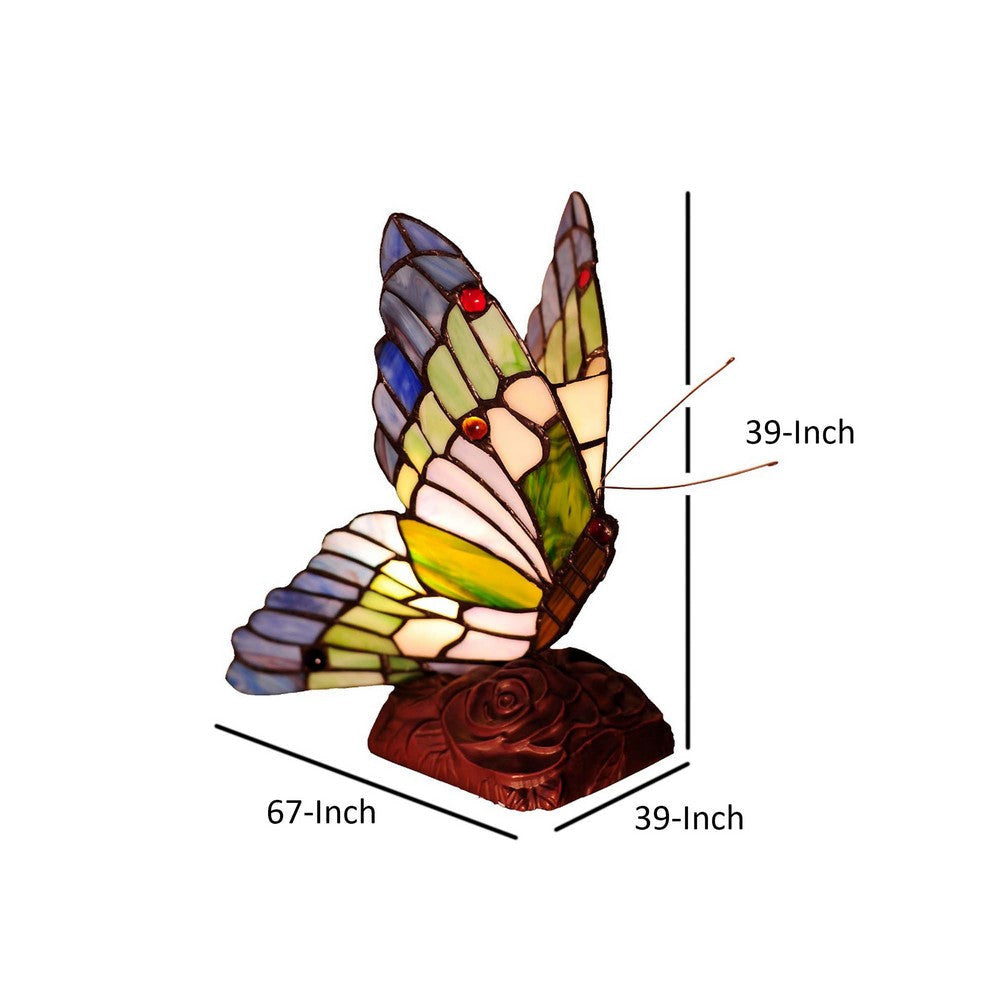10 Inch Tiffany Style Metal Table Lamp with Butterfly Design Multicolor CHL-CH10221GA05-NL1