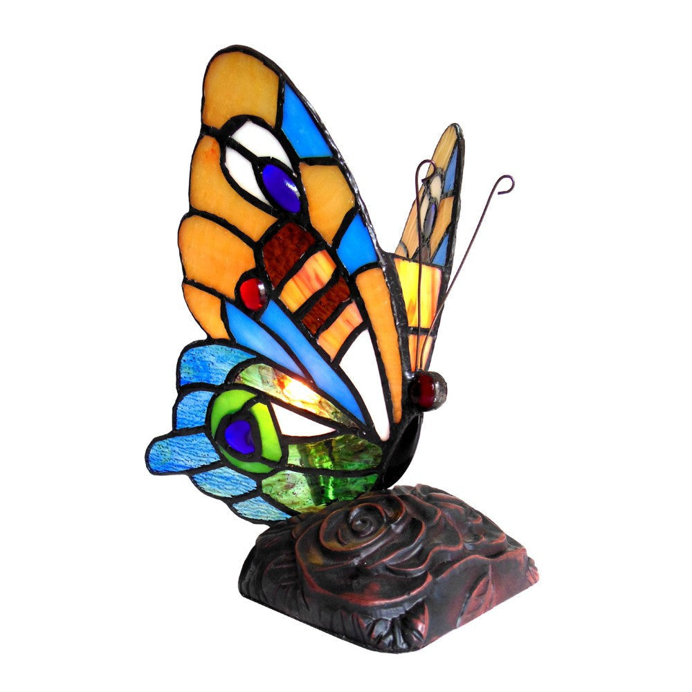 CHLOE Lighting KACY 4 Tiffany-style 1 Light Butterfly Accent Table Lamp 9" Tall
