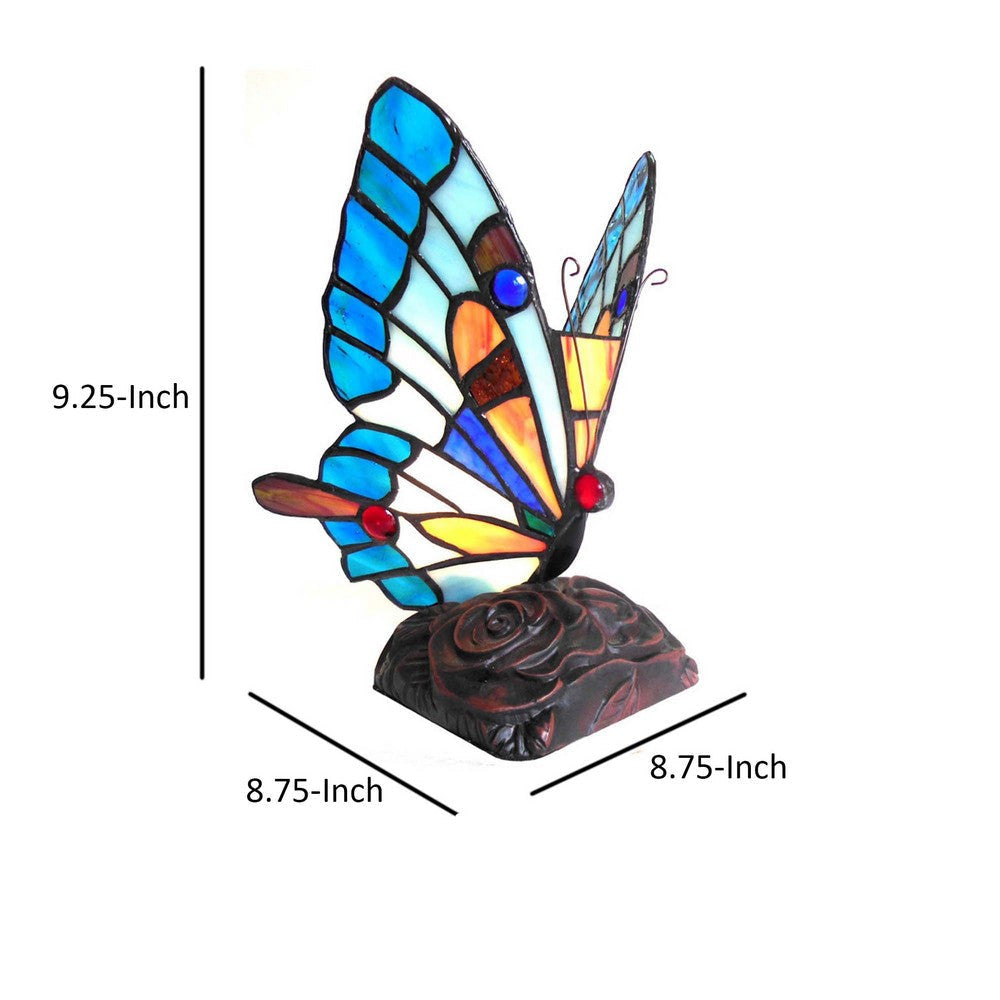 CHLOE Lighting KACY 5 Tiffany-style 1 Light Butterfly Accent Table Lamp 9’’ Tall CHL-CH10808BA09-NL1