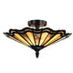 Tiffany Style Mission Semi Flush Mount Ceiling Fixture, Bronze