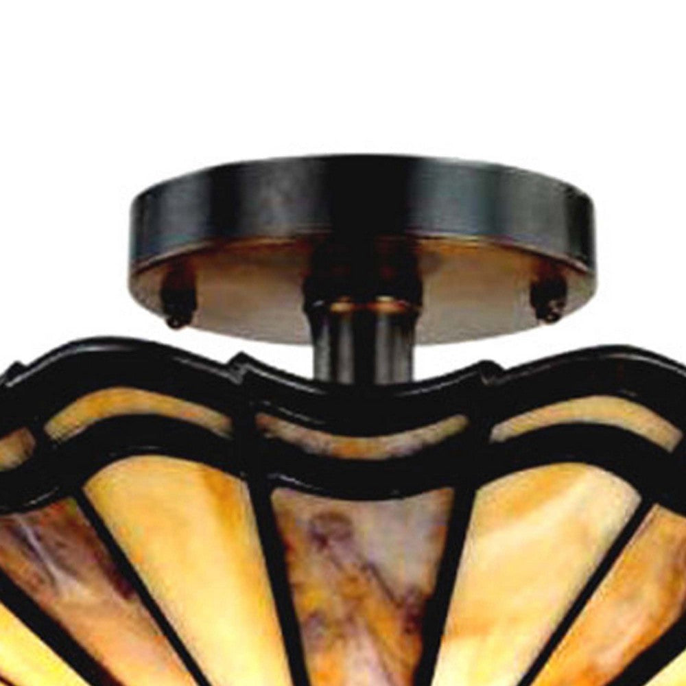Tiffany Style Mission Semi Flush Mount Ceiling Fixture Bronze CHL-CH14003AM16-UF2