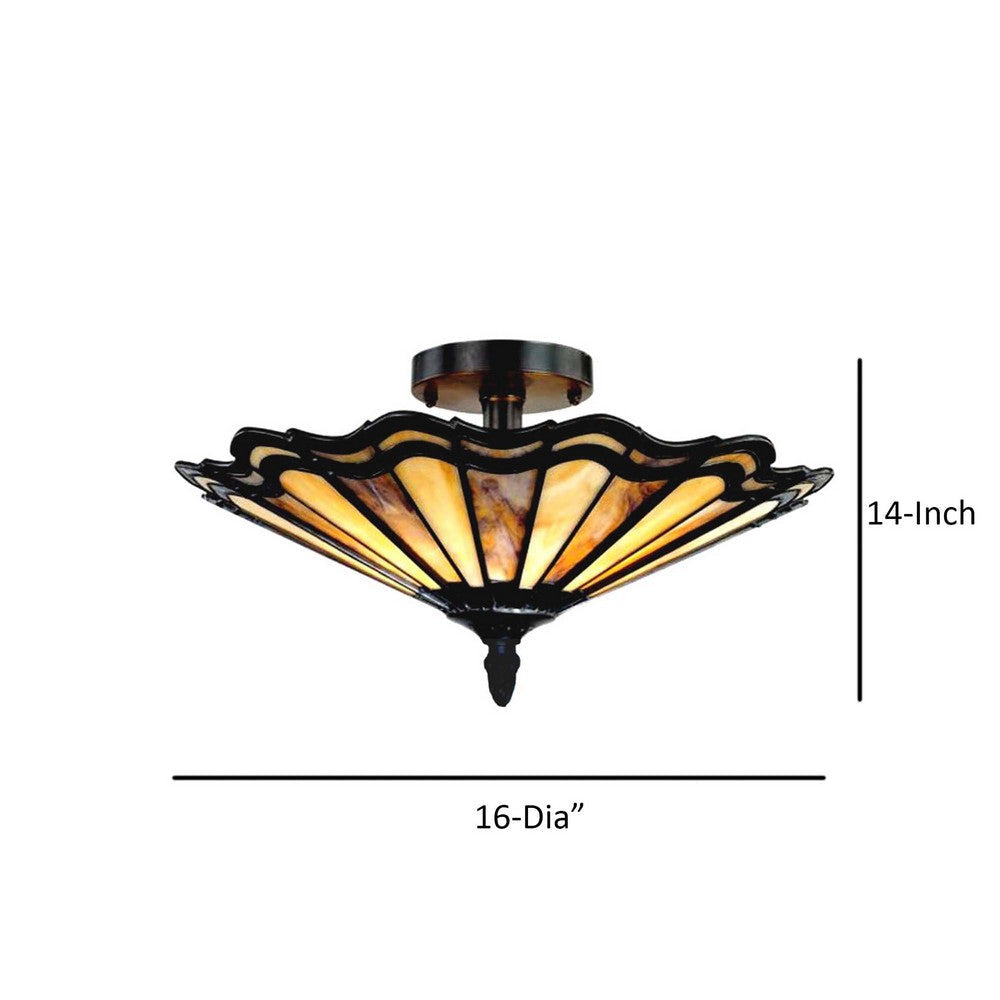 Tiffany Style Mission Semi Flush Mount Ceiling Fixture Bronze CHL-CH14003AM16-UF2